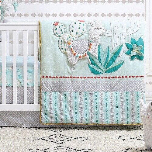 The Peanutshell 3-Piece Litte Llama Crib Bedding Set *New*