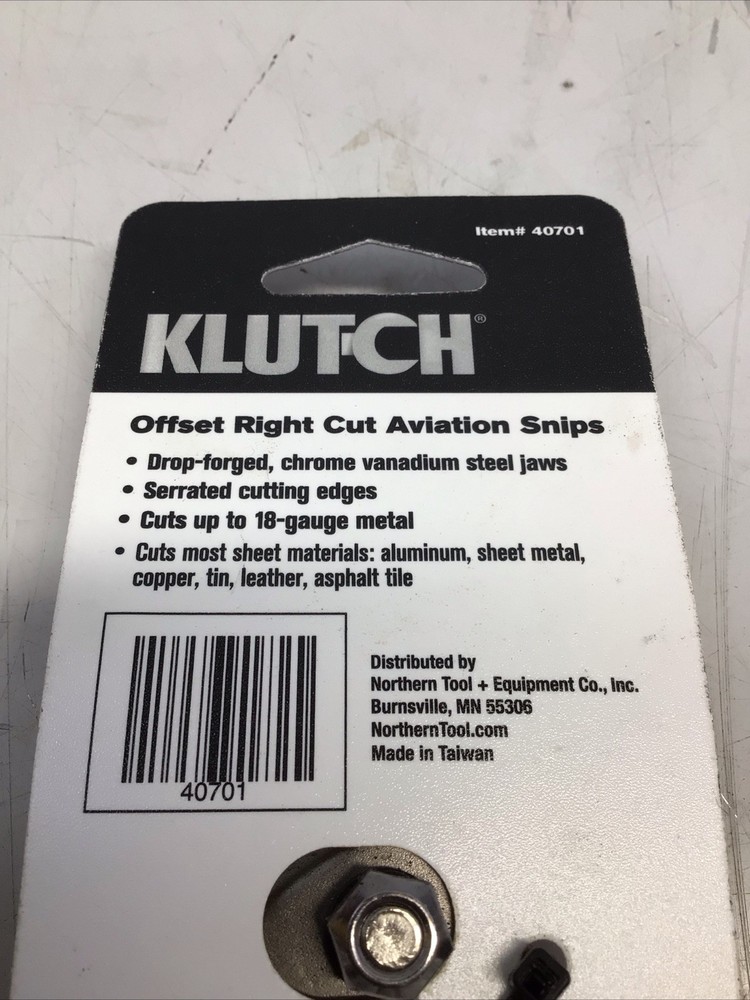 Klutch Offset Right Cut Aviation Snips Item No 40701