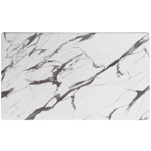 28" x 48" Rectangular All-Weather Restaurant Table Top with Marble Laminate Top