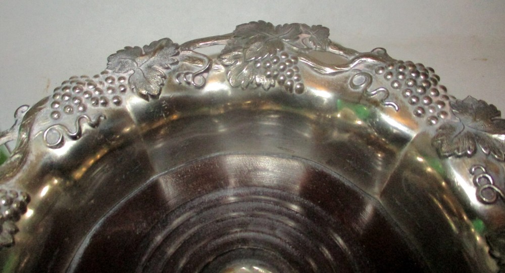 Vtg Silver WINE BOTTLE COASTER Grapes Barware Hallmarked Regency Design