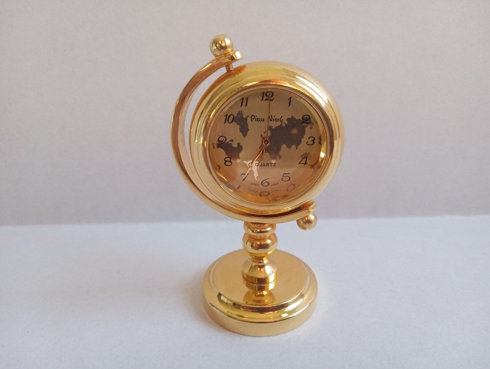 Perini Miniature Brass Clock Globe Collectible