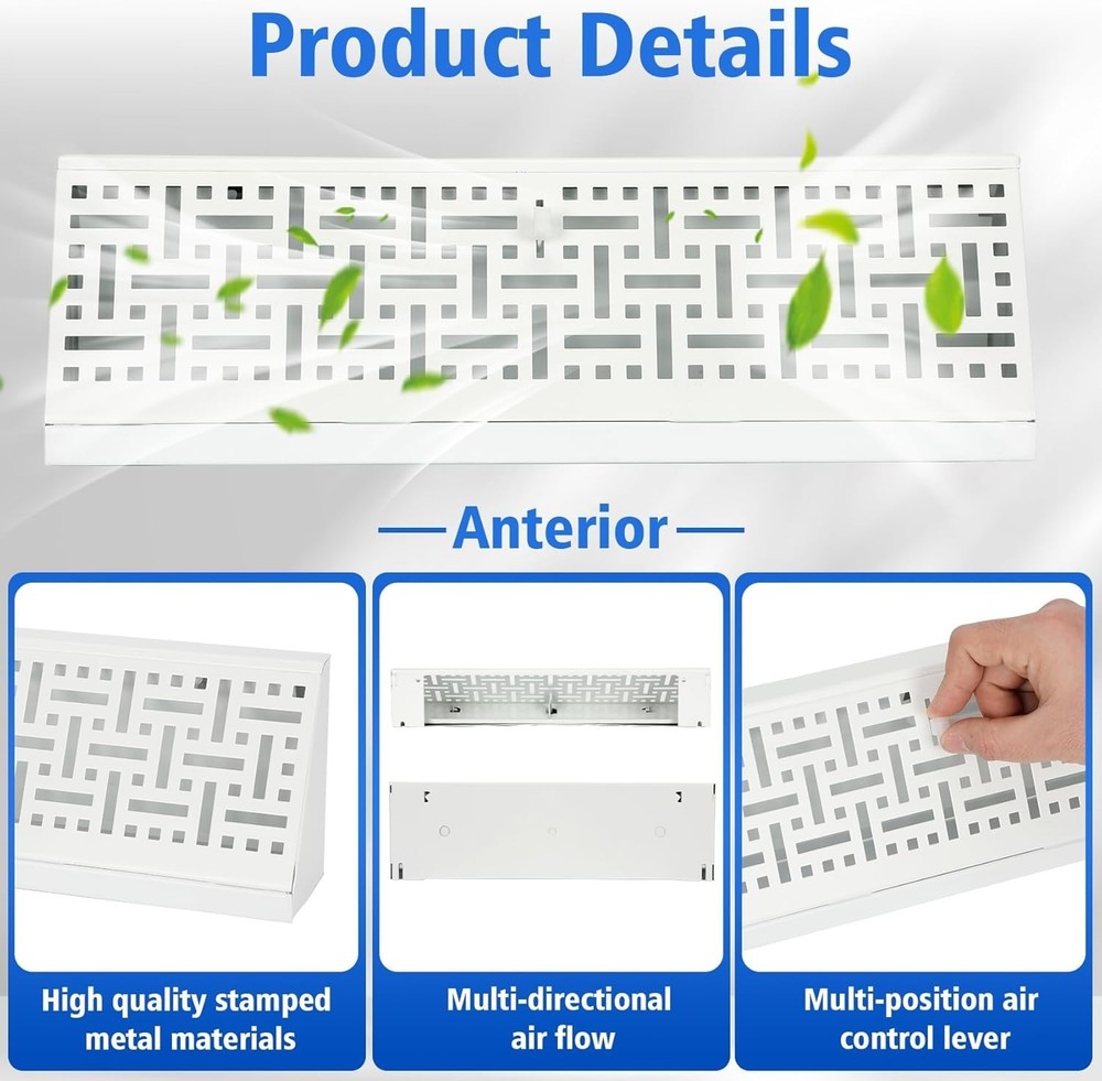 Aremae 4 Pack Baseboard Register Vent 15 In White (76)