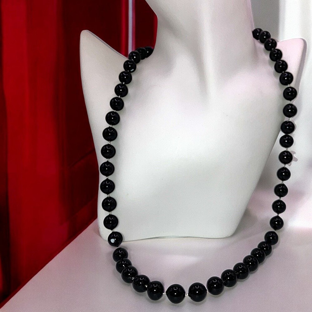 Black Distressed Beaded 24.25' Length Necklace!