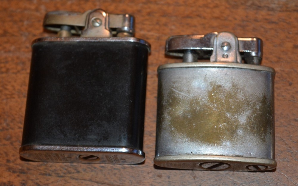 VTG RONSON Lighters (5) Gold Black Monogrammed EMPTY