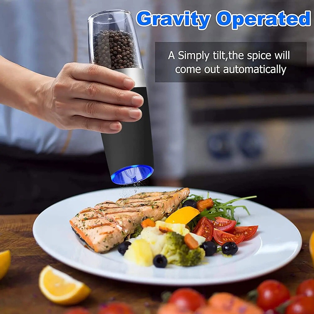 Electric Salt and Pepper Grinder Set, Automatic, Adjustable, Gift, 2 Pack