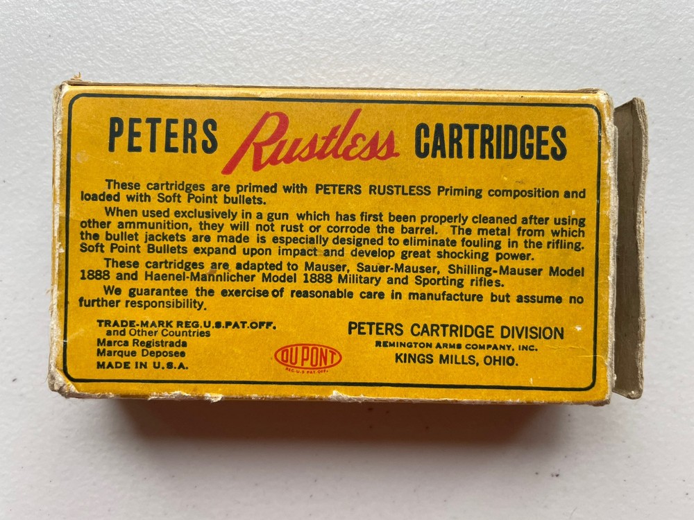 Vintage Peter’s Rustless 8M/M Mauser Ammo Box Empty