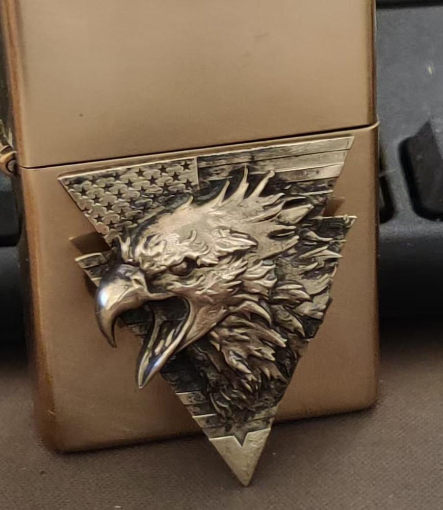 1 piece Lighter accessories Brass Eagle Head Statue DIY sticker