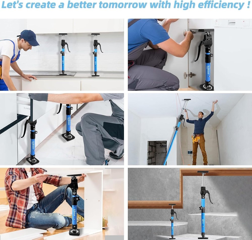 Adjustable 3rd Hand Cabinet Jacks - 2PC Support Poles for Quick Installation