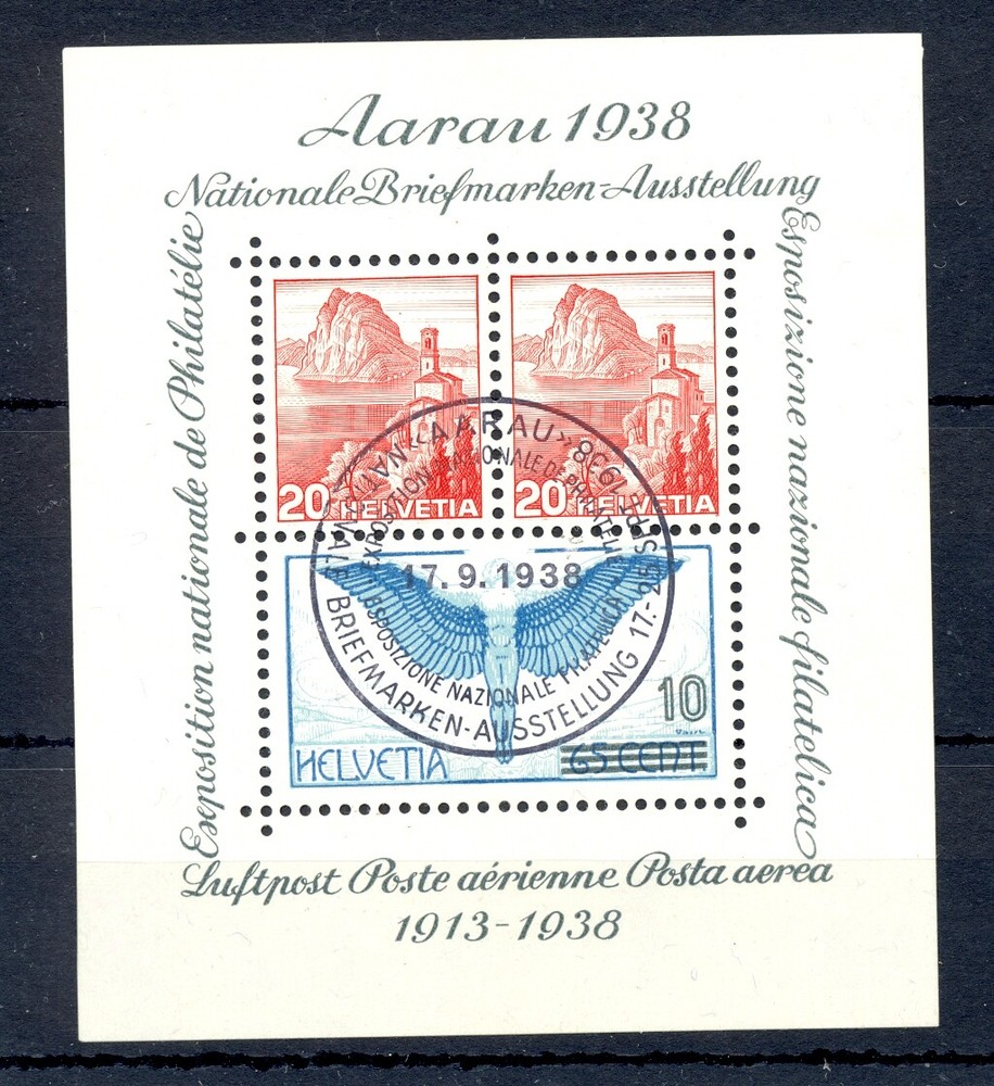 SWITZERLAND 1938 BL. 4 (17-9-38) FDC - LUXE
