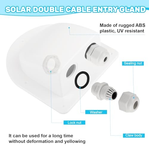 Waterproof ABS Solar Dual Cable Introduction Gland Box, Suitable for White