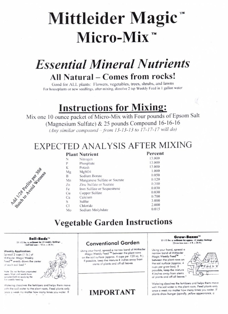 Mittleider Magic Micro Nutrients