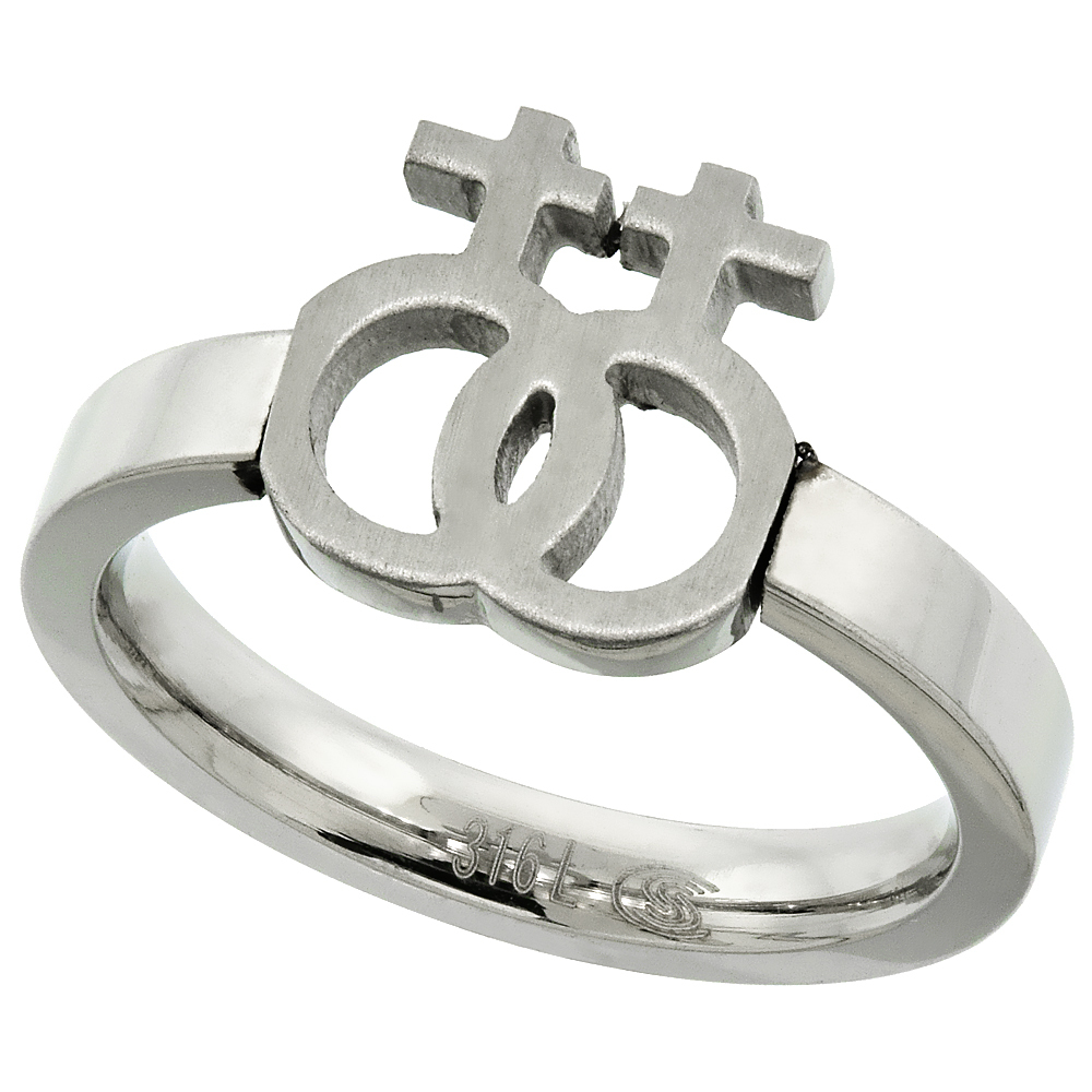 Stainless Steel LESBIAN SYMBOL Cut-out Ring