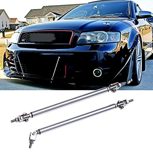 Adjustable Front Bumper Lip Splitter Diffuser Strut Rod Tie Bars 8"-11" Chrome