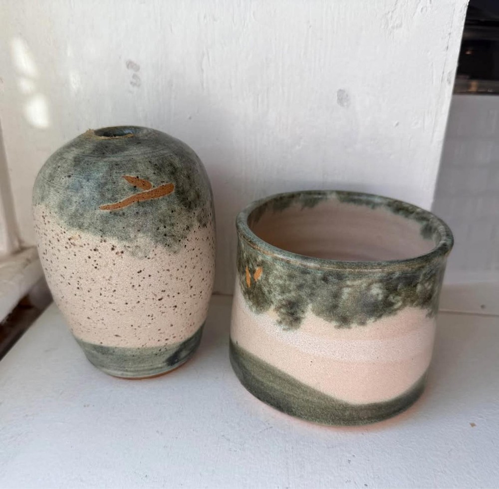 Annapolis pottery David Worsley vase and cup