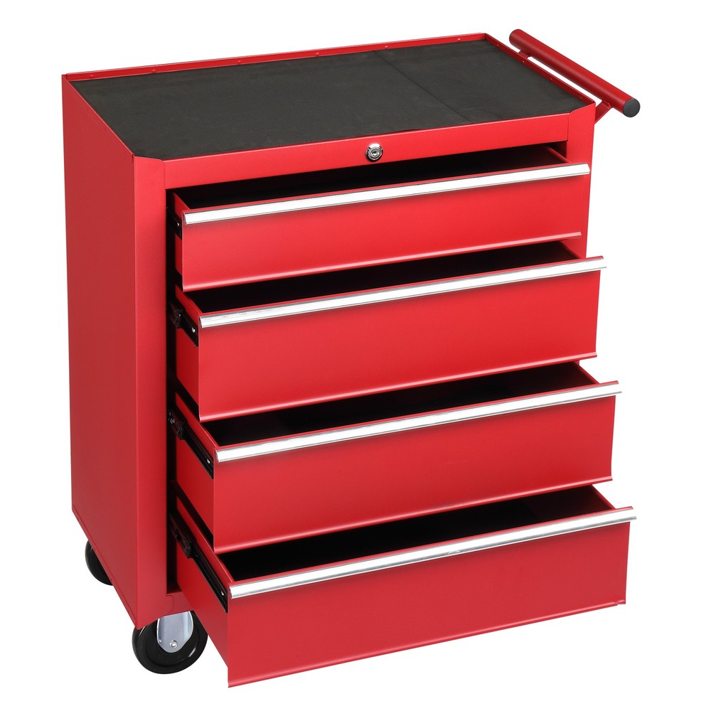 Heavy Duty Roller Tool 4 Drawers Cabinet Storage Chest Box Garage Workshop Red