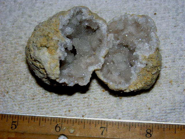 Geode pair opened with crystal centers 2.25 inch G59