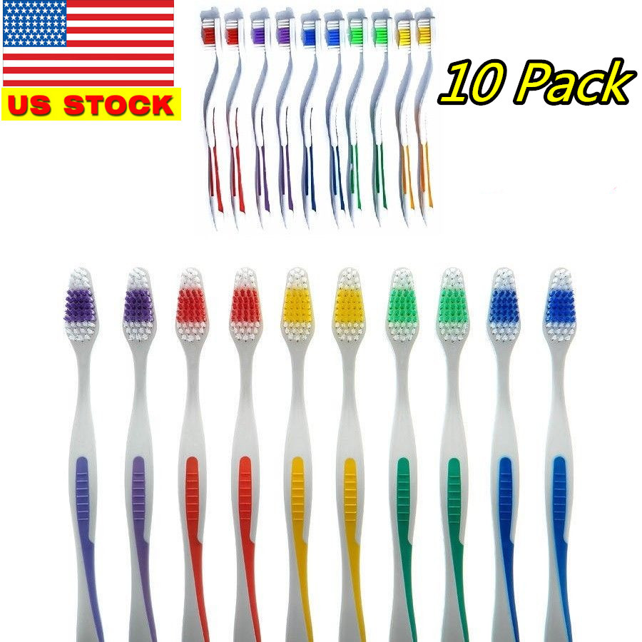 10 Pack Toothbrush Medium Firm Individually Packed Standard Size Lot Bulk