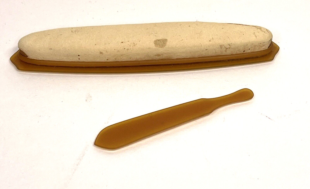 Bakelite Pearlized Celluloid Finger Buff & Cuticle Tool - Antique