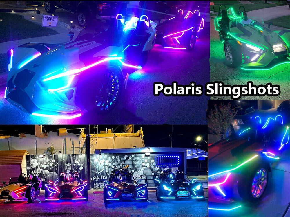 Triple Double Single Row WHITE + RGB + CHASING Light Strips Slingshot SET