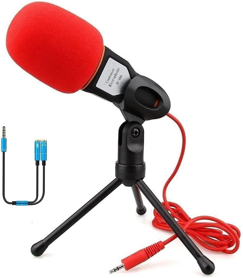 Compact Condenser Microphone with Tripod for Gaming, YouTube, Video Conferencing