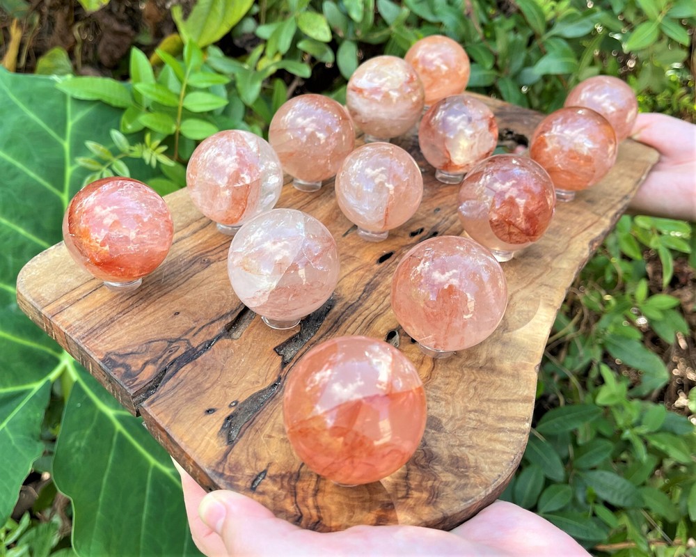 Hematoid Quartz Crystal Sphere LARGE 2" Sphere + Stand (Fire Quartz Sphere)