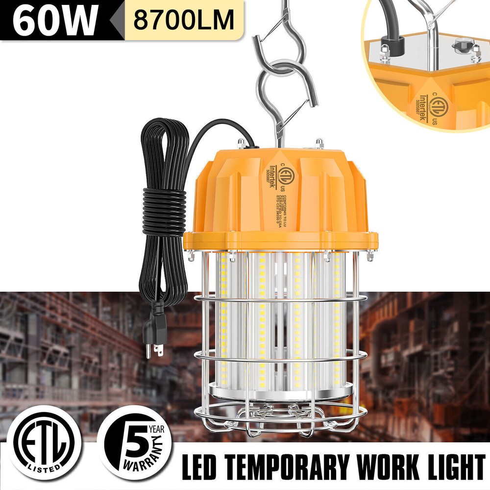 Led Temporary Work Light 60 Watts Hanging Work Construction Lights 8700LM 5000K