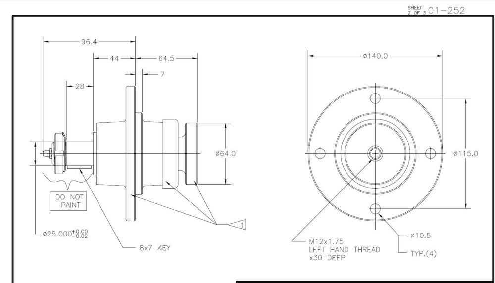 Finish mower Spindle, Worksaver code 650897 (01-252)