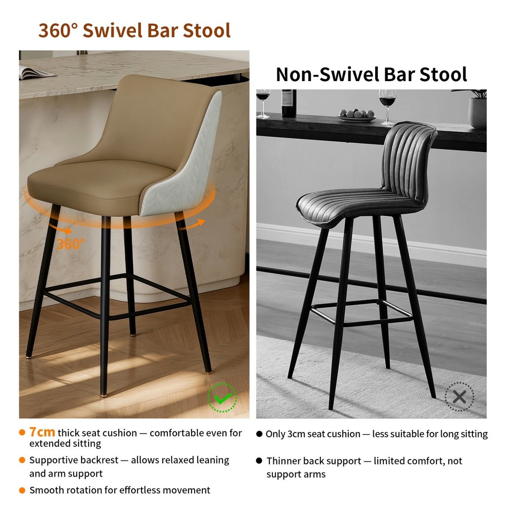 High-end Counter Height Bar Stool Microfiber Leather Upholstered Accent Barstool