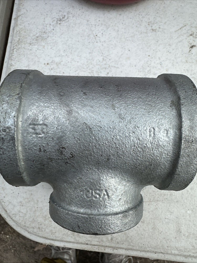 2"x 2” X 1 1/2” Center Reducing Galvanized IronTee T Pipe Fitting Threaded