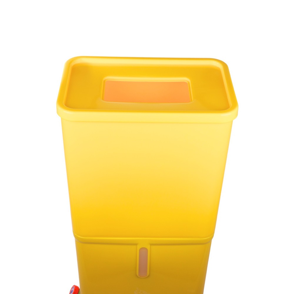 Yellow Drink Dump Bin w/ Wheels – Dual Compartment Liquid & Trash Disposal
