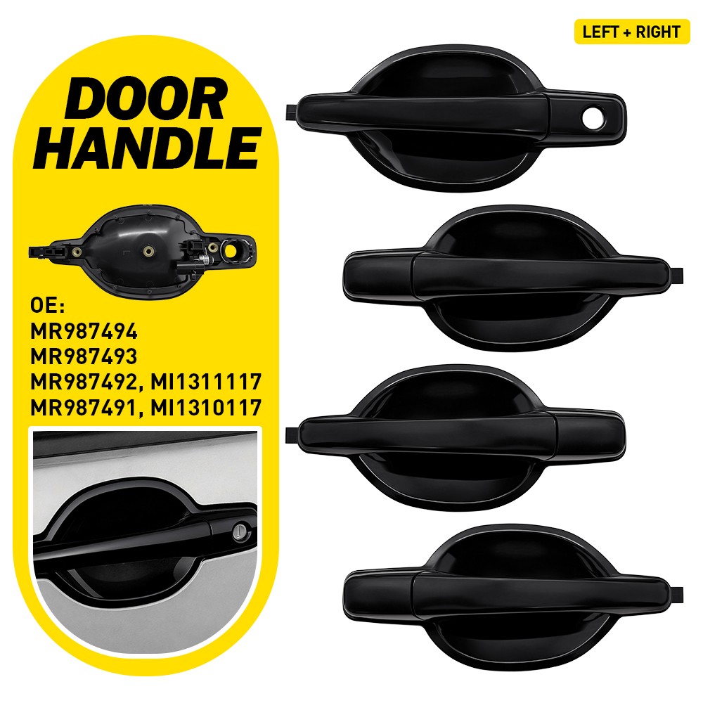 Outer Door Handle Black For 2004-2011 Mitsubishi Endeavor Front Rear Left Right