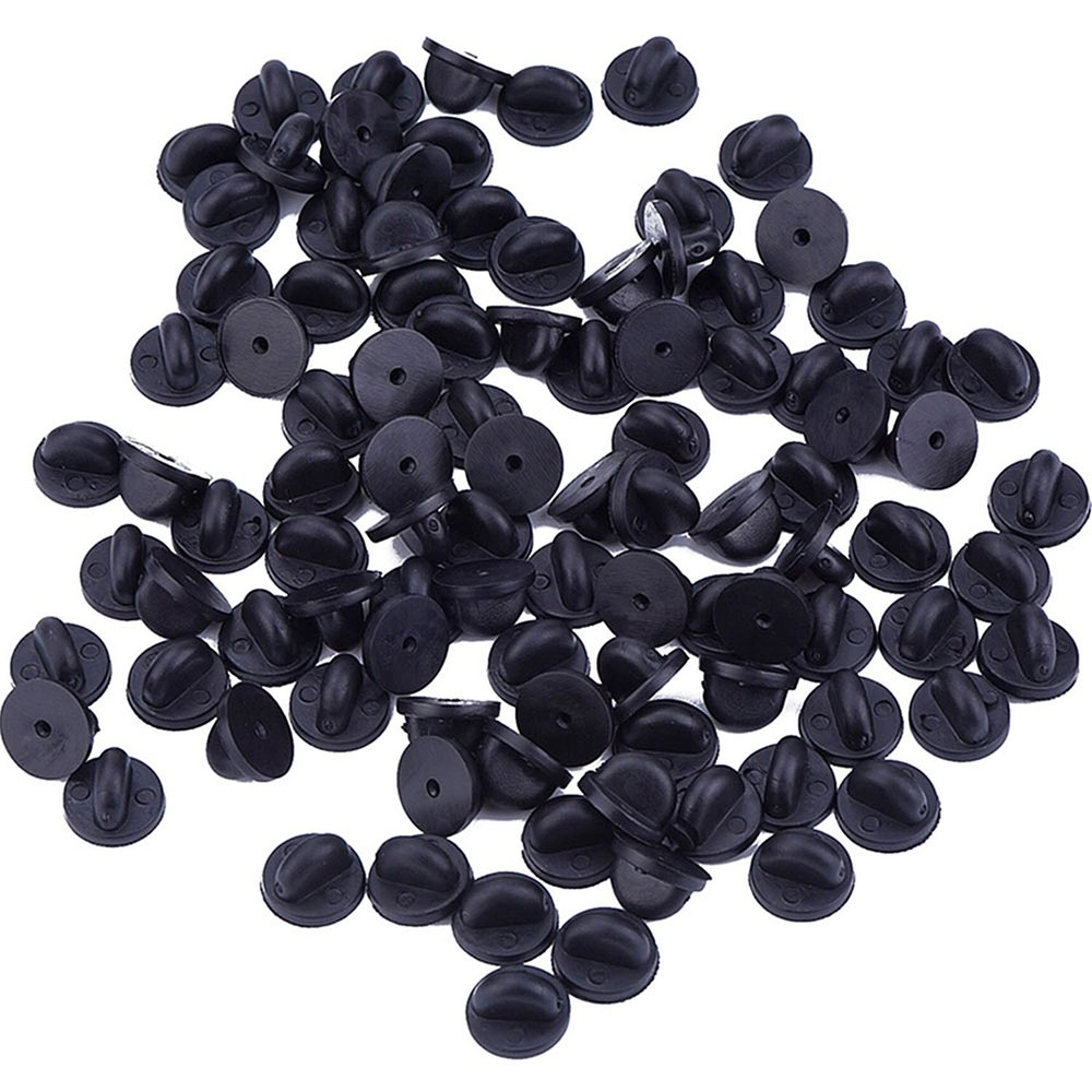 Pin Backs PVC Rubber Black 100