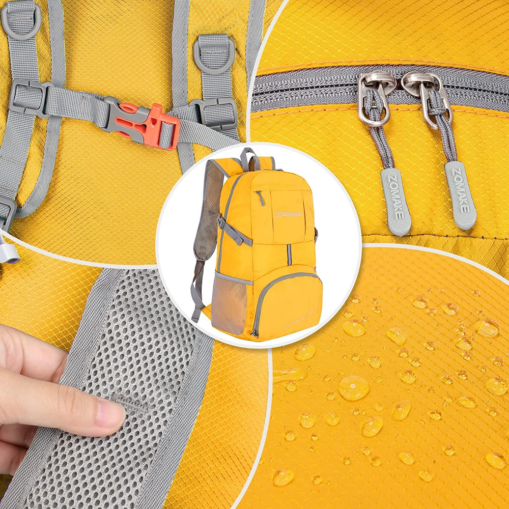 ZOMAKE Lightweight Packable Backpack 35L - Light Foldable Hiking 35 L, Yellow