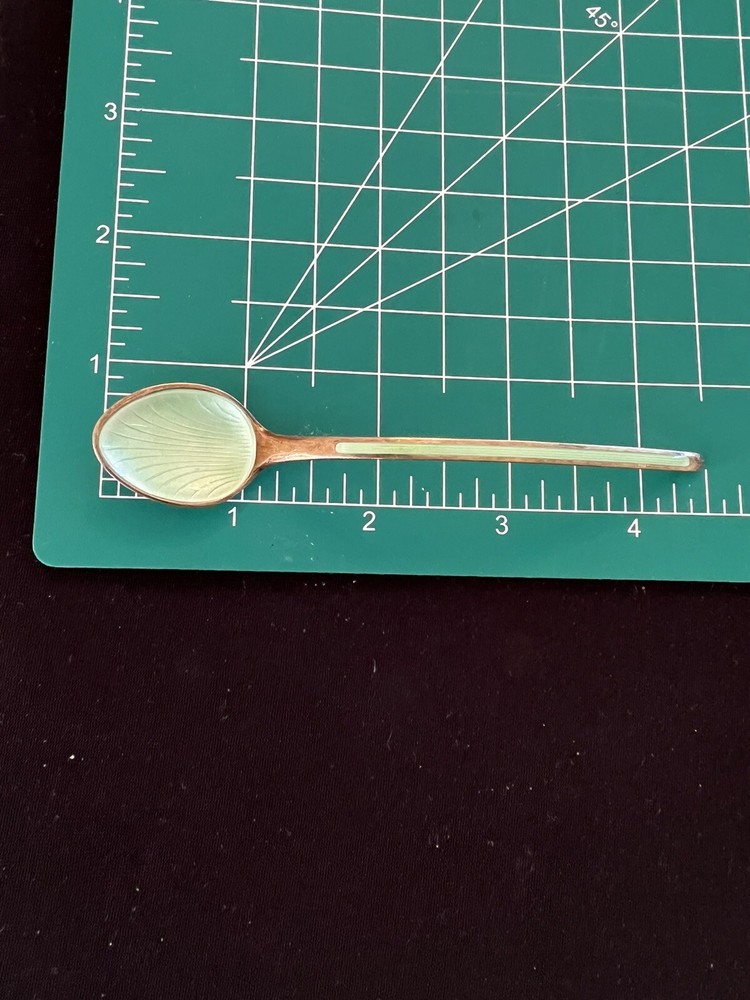 Vintage Thune Norway Green Enamel Teaspoon Sterling Silver