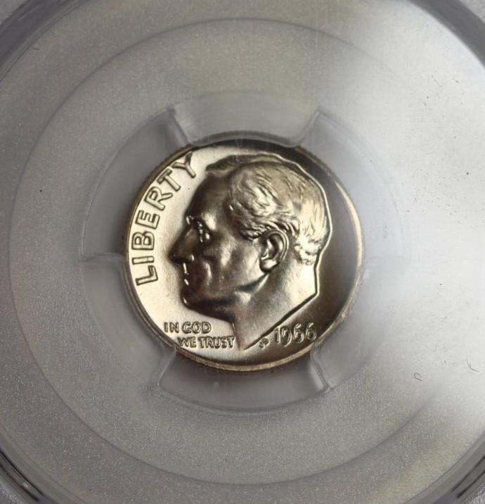 1966 Roosevelt Dime : PCGS SP67 Blazing White