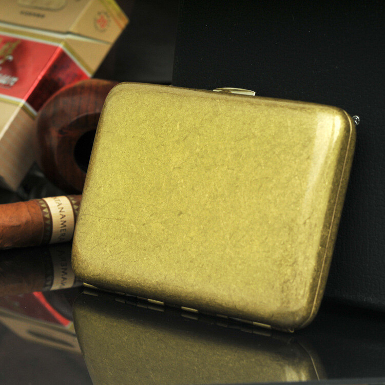 High Grade Collectable Vintage Solid Brass Copper Cigarette Case Holder Box Gift