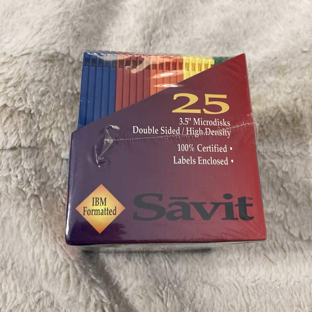 NIB Savit Multicolor Double Sided/High Density 3.5 Diskettes - Pack of 25