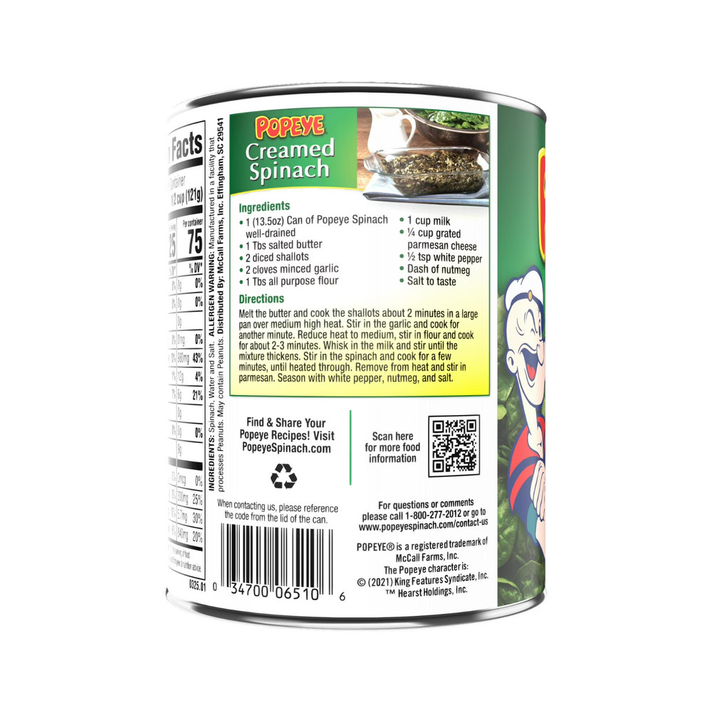 Popeye Leaf Spinach, 13.5 oz - FREE SHIPPING