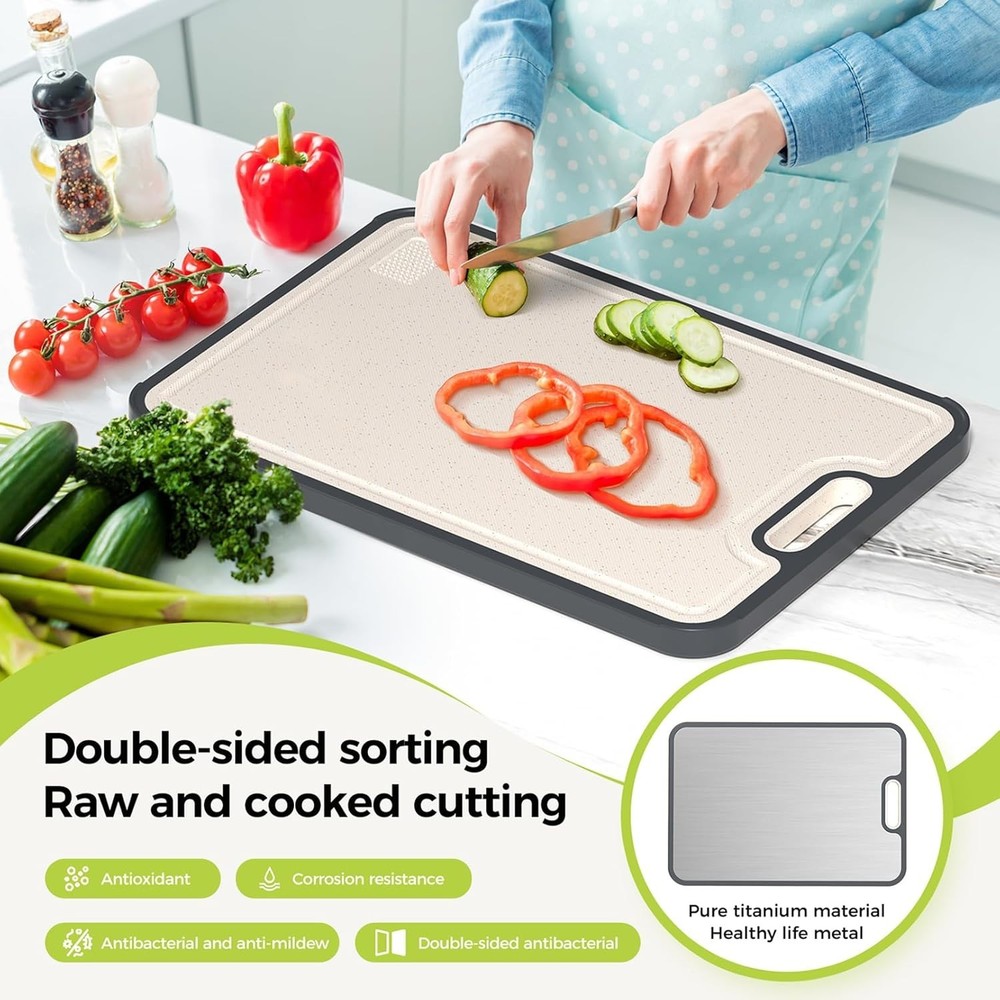 Titanium Double-Sided Cutting Board 16”×11” – Easy to Clean & Versatile