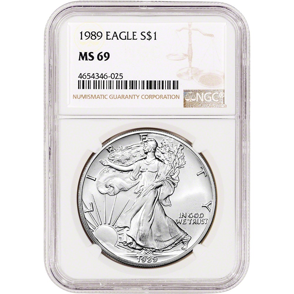 1989 American Silver Eagle Coin - NGC MS69