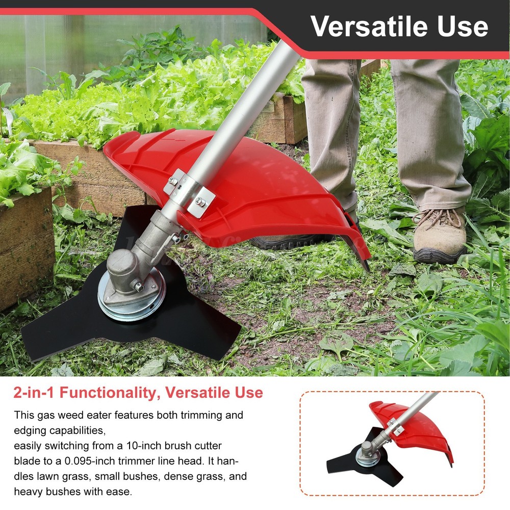 4-stroke Cordless String Trimmer 6500r/min 31cc 2-in-1 Weed Eater for LawnsGrass