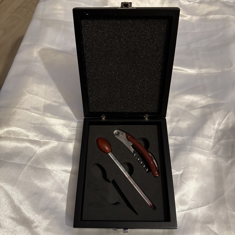 2 piece wine bar with corkscrew thermometer missing 1 Pc
