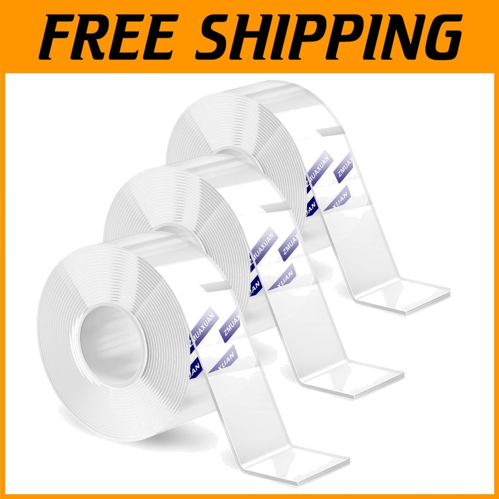 Strong Adhesive Strips for Picture Hanging - 3 Rolls