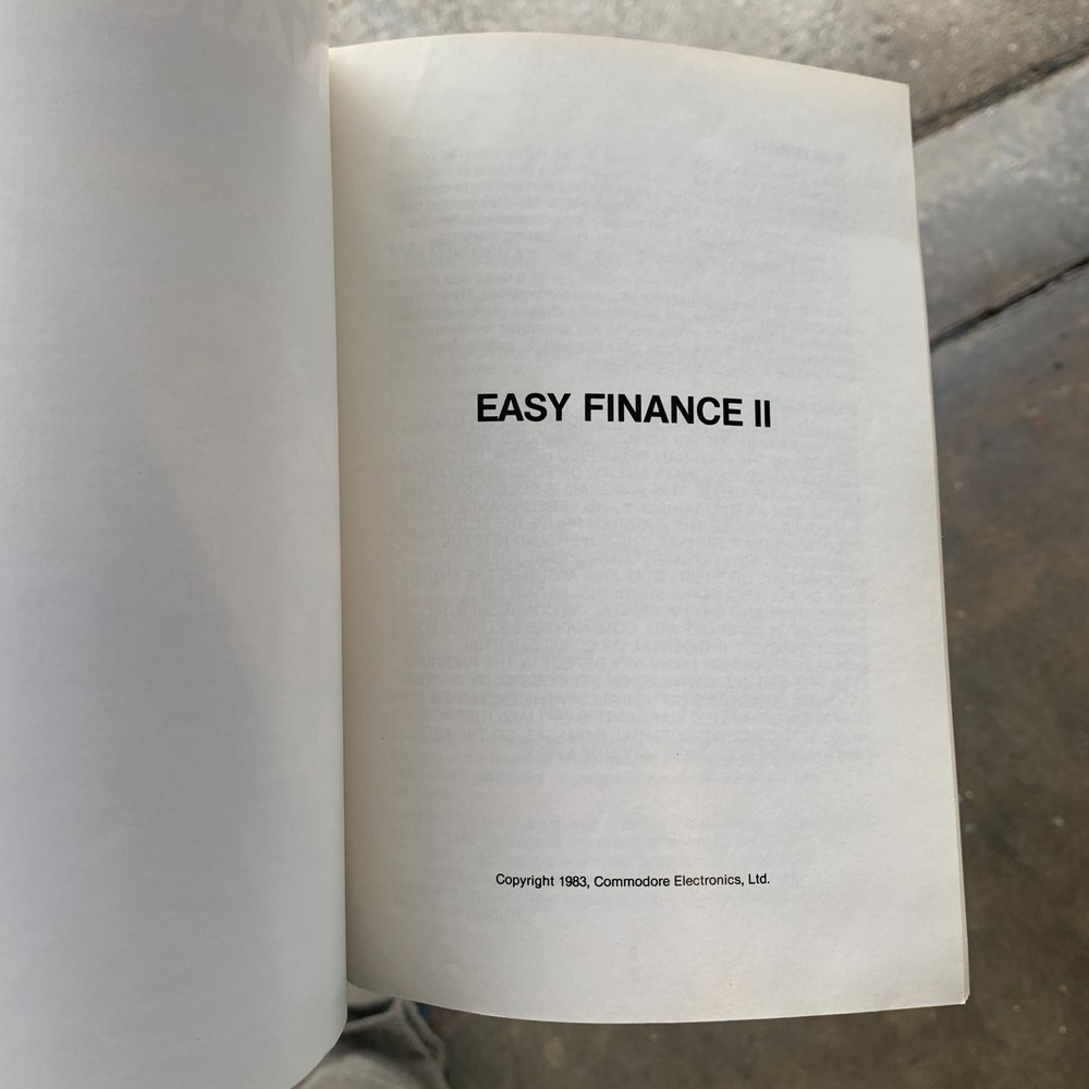 VTG Commodore 64 EASY FINANCE II Manual 1983 Commodore Electronics