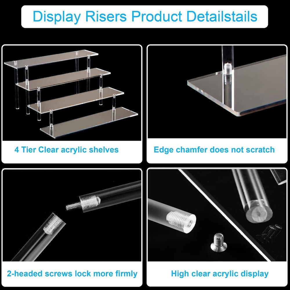 4 Tier Acrylic Perfume Organizer Stand Clear Display Risers for Perfume Cologne
