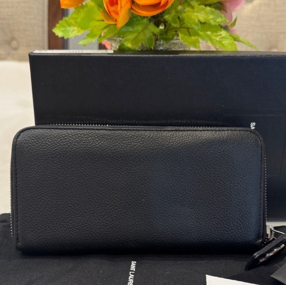 Authentic Saint Laurent Black Zip-Around Wallet