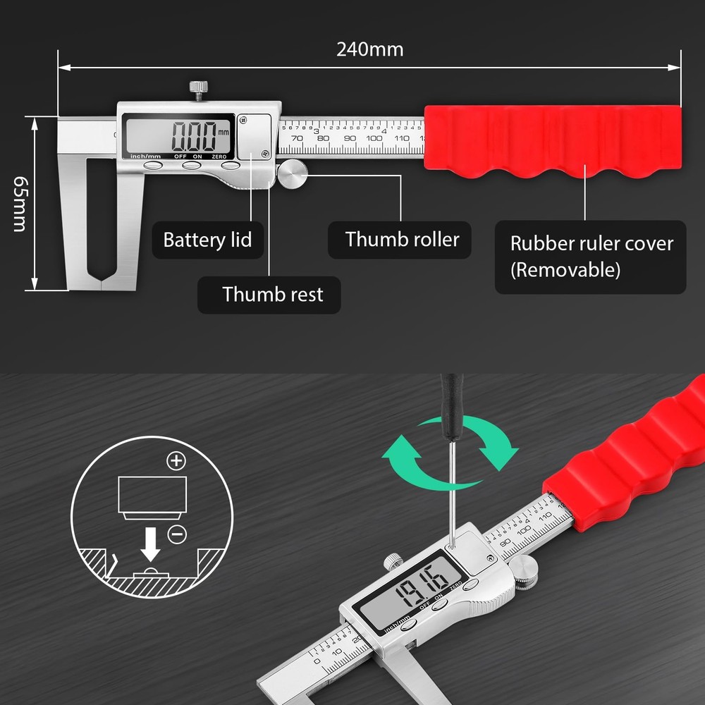 Digtal Caliper Disc Brake Rotor Micrometer Digital Caliper Measuring Tool for...