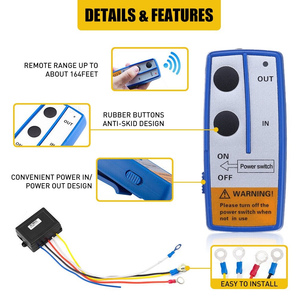 Wireless Winch Remote Control 12V Kit Twin 150ft Receiver Switch Handset Easy US