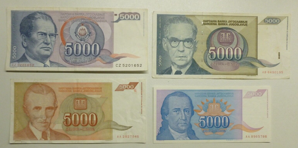 Yugoslavia huge collection 54 different old Banknotes 1955-1996 Circulated
