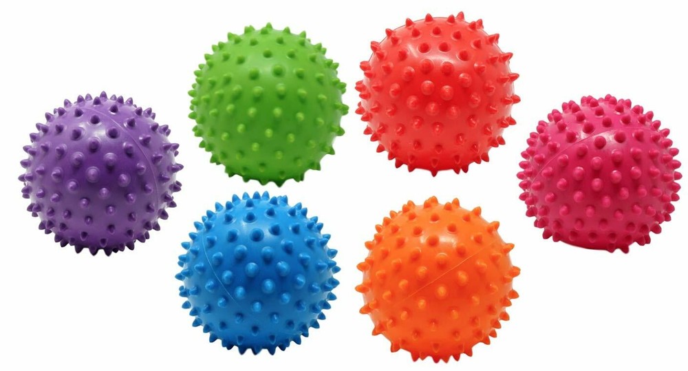 6 Assorted Hedstrom Knobby Squishy Educational Sensory Toddler Balls
